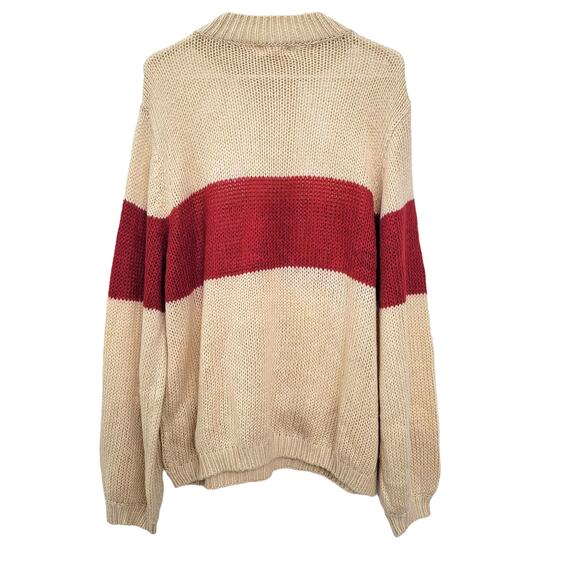 Roolee Knit Long Sleeve Mock Neck Striped Cream/Red Sweater Women Sz XXXL - Picture 3 of 8